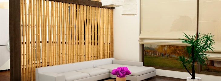 decoración con cañas de bambú